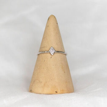 Sterling Silver Mini Diamond Charm Ring, 2 of 5