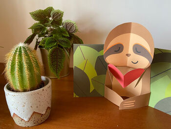 Handmade Sloth Pop Up Love Card, 2 of 7