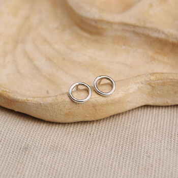 Minimalist Open Circle Stud Earrings In Silver Or Gold, 5 of 9