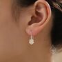 Aster Flower Drop Hook Earrings In Sterling Silver, thumbnail 5 of 10