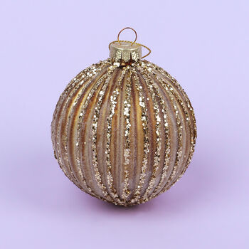 G Decor Gold Ribbed Christmas Tree Decorations, 5 of 5