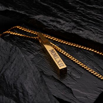 Personalised 18 K Gold Bar Pendant Chain For Men And Women, 2 of 12