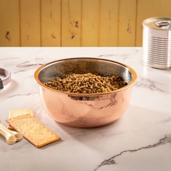 Large Copper Pet Bowl With Tin Lining And Hammered Finish, 6 of 7