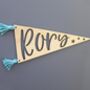 Personalised Wooden Name Pennant Flag With Tassles, thumbnail 2 of 4