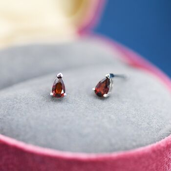 Genuine Garnet Droplet Stud Earrings, 5 of 12