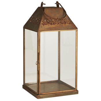 Brass Glass Lantern W/ Pattern Roof | Scandi Hygge, 2 of 3