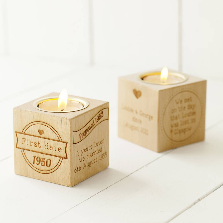 Our Story Engraved Wooden Tealight Cube, 1 of 5