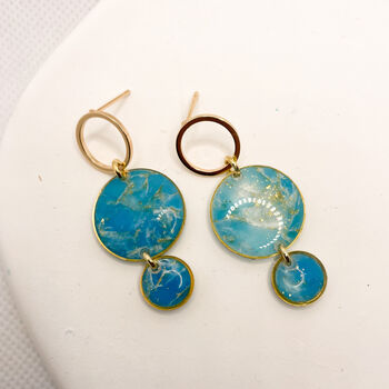 Circular Turquoise Clay And Resin Statement Earrings, 6 of 11