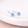 Sterling Silver March Aquamarine Birthstone Micro Stud Earrings – 4mm, thumbnail 1 of 9