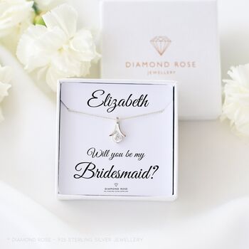 Bridesmaid Proposal Gift, Cubic Zirconia Necklace, 4 of 8