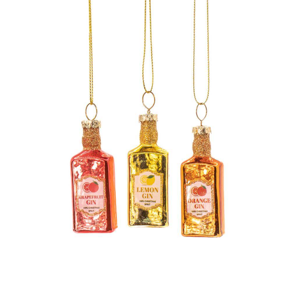 Flavoured Gin Bottle Mini Bauble Set Of Three