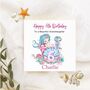 Mermaid Personalised 6th Milestone Birthday Card, thumbnail 2 of 3