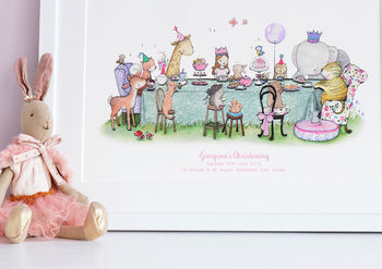 Personalised Girls Enchanted Tea Party Birthday Picture, 3 of 10