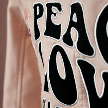 Light Pink Cropped Bride Jacket Peace Love Happiness, 4 of 8