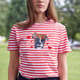 Personalised Pet Embroidered Stripy T Shirt, thumbnail 1 of 4