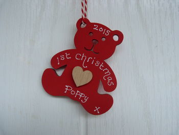 1st Christmas Teddy Personalised Decoration, 7 of 8