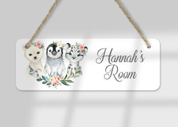 Personalised Arctic Animals Door Sign, Nursery Room Decor, 2 of 2