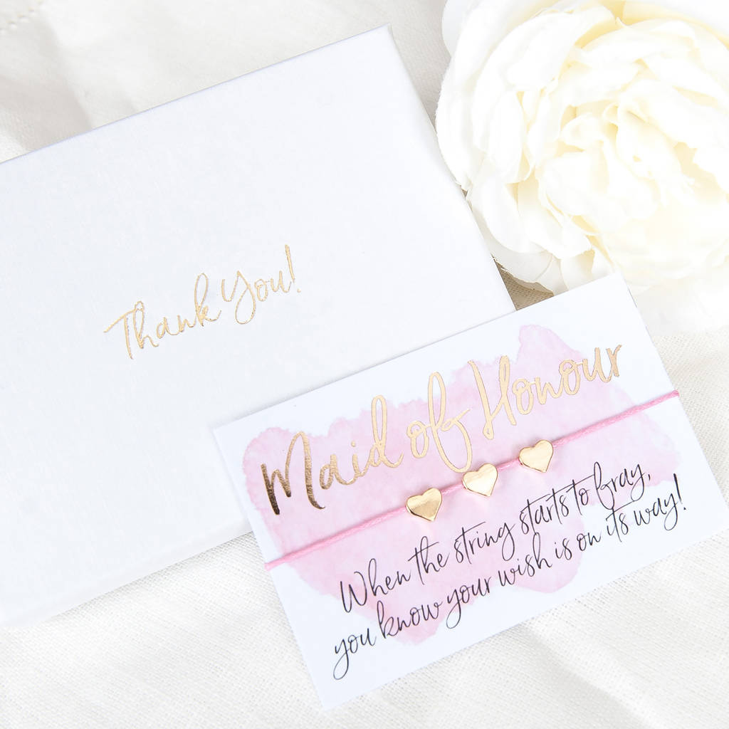 Thank You Maid Of Honour Gift Boxed Wish Bracelet By Team Hen Thank You Maid Of Honour Gift Boxed Wish Bracelet