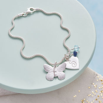 Butterfly Charm Bracelet With Birthstones, 9 of 12