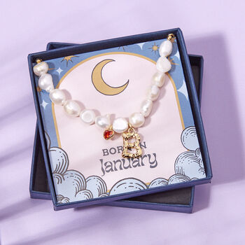 Birthstone And Personalised Initial Pearl Necklace, 3 of 10