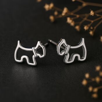Sterling Silver Scottie Dog Stud Earrings, 8 of 8