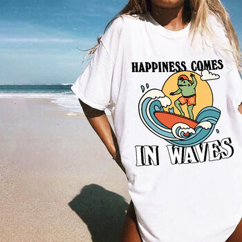 'Happiness Comes In Waves' Frog Surf Shirt, 2 of 9