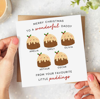 'Daddy Little Puddings' Personalised Christmas Card, 5 of 7