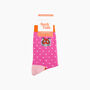 Embroidered Tiger Face Combed Cotton Socks In Pink, thumbnail 4 of 4