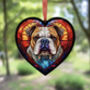 Bulldog Stained Glass Effect Heart Suncatcher, thumbnail 4 of 6