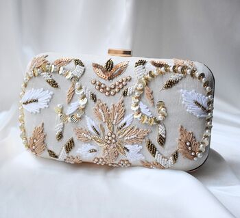 Kaira Ivory Silk Hand Embroidered Clutch, 2 of 4