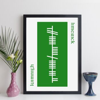 Personalised Irish County Or Town Ogham Alphabet Print, 8 of 12