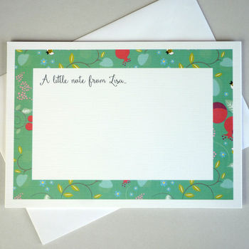 Set Of 12 Personalised Notecards With Floral Border, 7 of 8