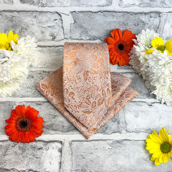 Spice Woodland Leaves Wedding Tie Set, 6 of 6