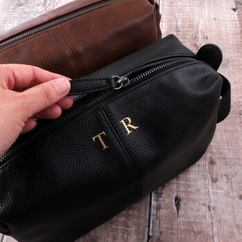 Personalised Faux Leather Washbag For Men, 3 of 7