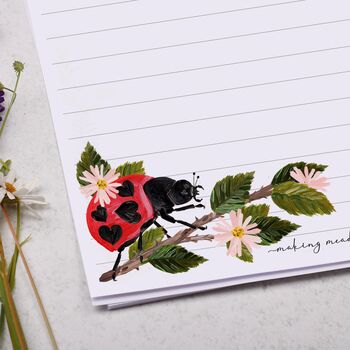 A5 Letter Writing Paper With Ladybird And Flowers, 3 of 4