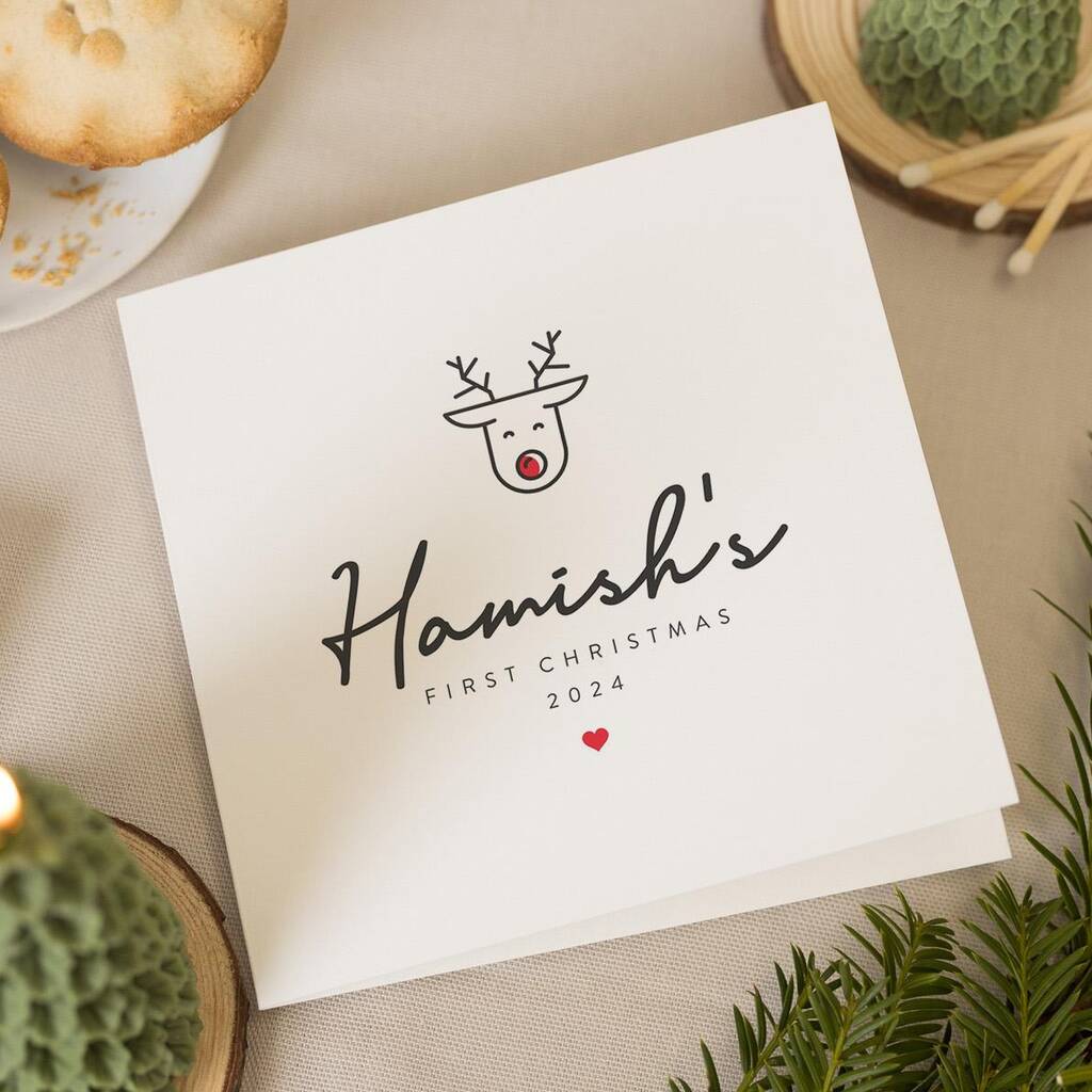 Personalised Reindeer First Christmas Card For Daughter, 1 of 7