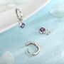 Sterling Silver February Birthstone Amethyst Hoop Earrings, thumbnail 7 of 11