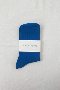 Cobalt Blue Ribbed Socks, 2 of 4