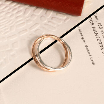 Infinity Ring In Rose Gold Vermeil And Silver, 2 of 4