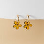 Wooden Flower Charm Hoop Earrings, thumbnail 2 of 3