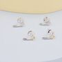 Bass Clef Music Note Stud Earrings In Sterling Silver, thumbnail 7 of 11