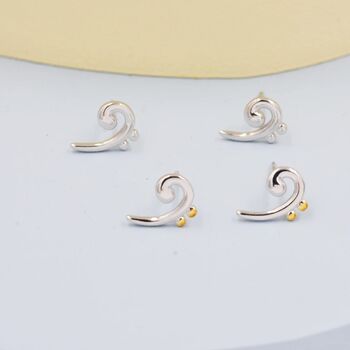 Bass Clef Music Note Stud Earrings In Sterling Silver, 7 of 11