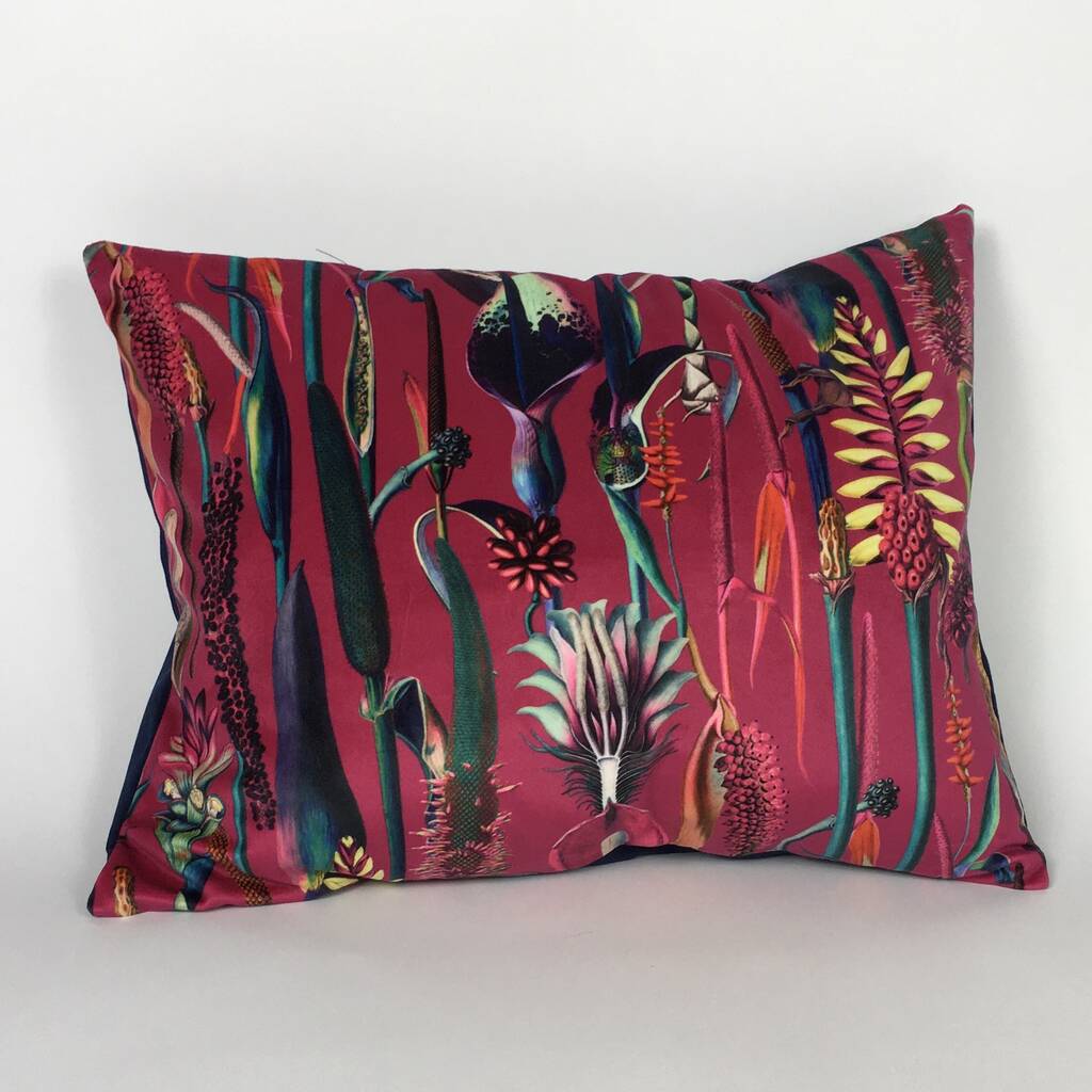 Velvet Pink Rectangular Tropical Cushion Cover, 1 of 4