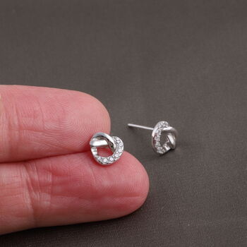 'You're Loved' Sterling Silver Knotted Heart Earrings, 4 of 7