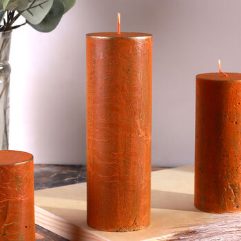 G Decor Fern Amberstone And Gold Hand Finished Pillar Candles, 3 of 6