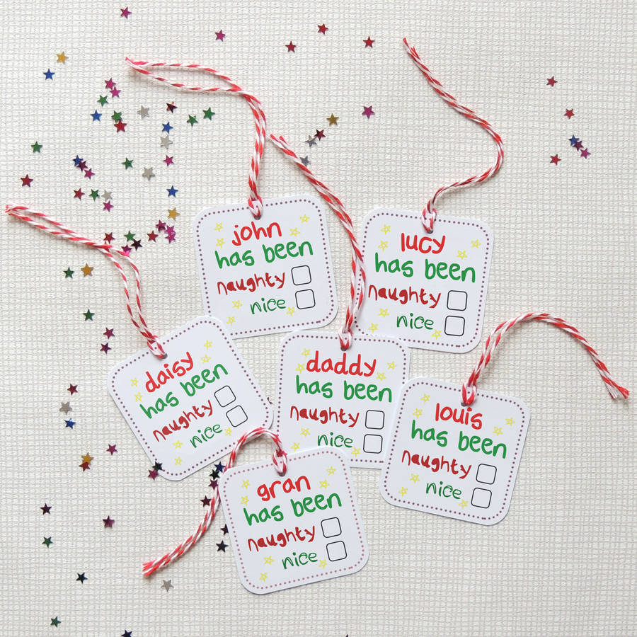 Set Of Personalised Naughty Or Nice Gift Tags By Parsy Card Co