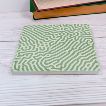 Abstract Green Pattern Ceramic Coaster, Set Of Four, 2 of 7