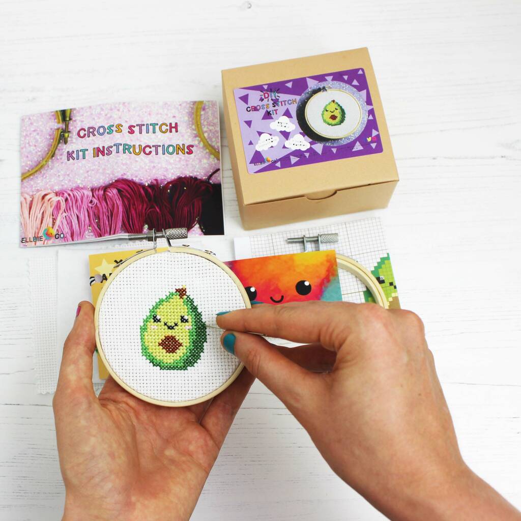 Avocado Crafting Bundle Cross Stitch Kit And Keyring By Ellbie Co