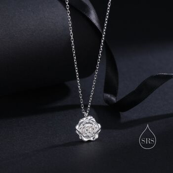 Small Rose Flower Pendant Necklace, 2 of 11