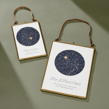 Personalised Wedding Night Sky Hand Stitched Print, 4 of 5
